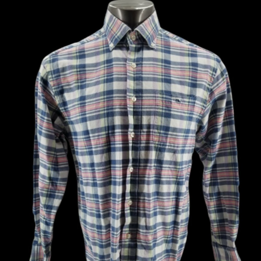 Vineyard Vines Tucker Shirt Multi Plaid Long Sleeve Men's Thick Cotton Size M